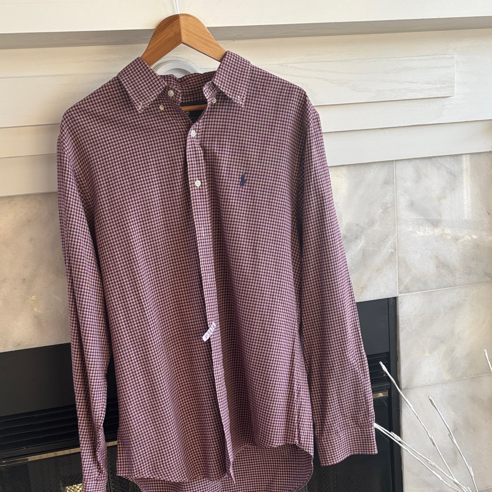 Ralph Lauren Men's Burgundy Checkered Shirt